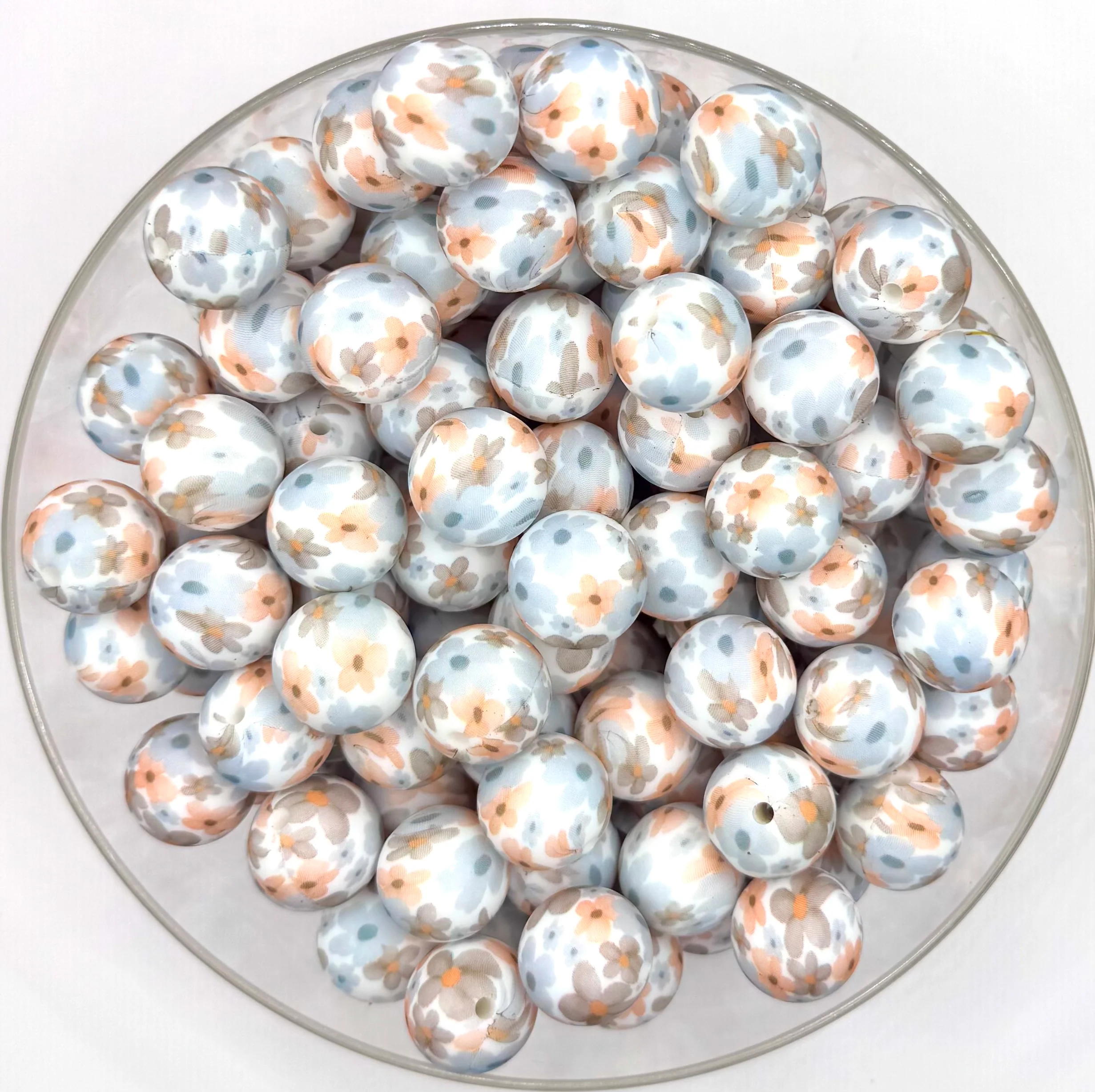 15mm boho watercolor daisy (HBK exclusive & collab) silicone bead