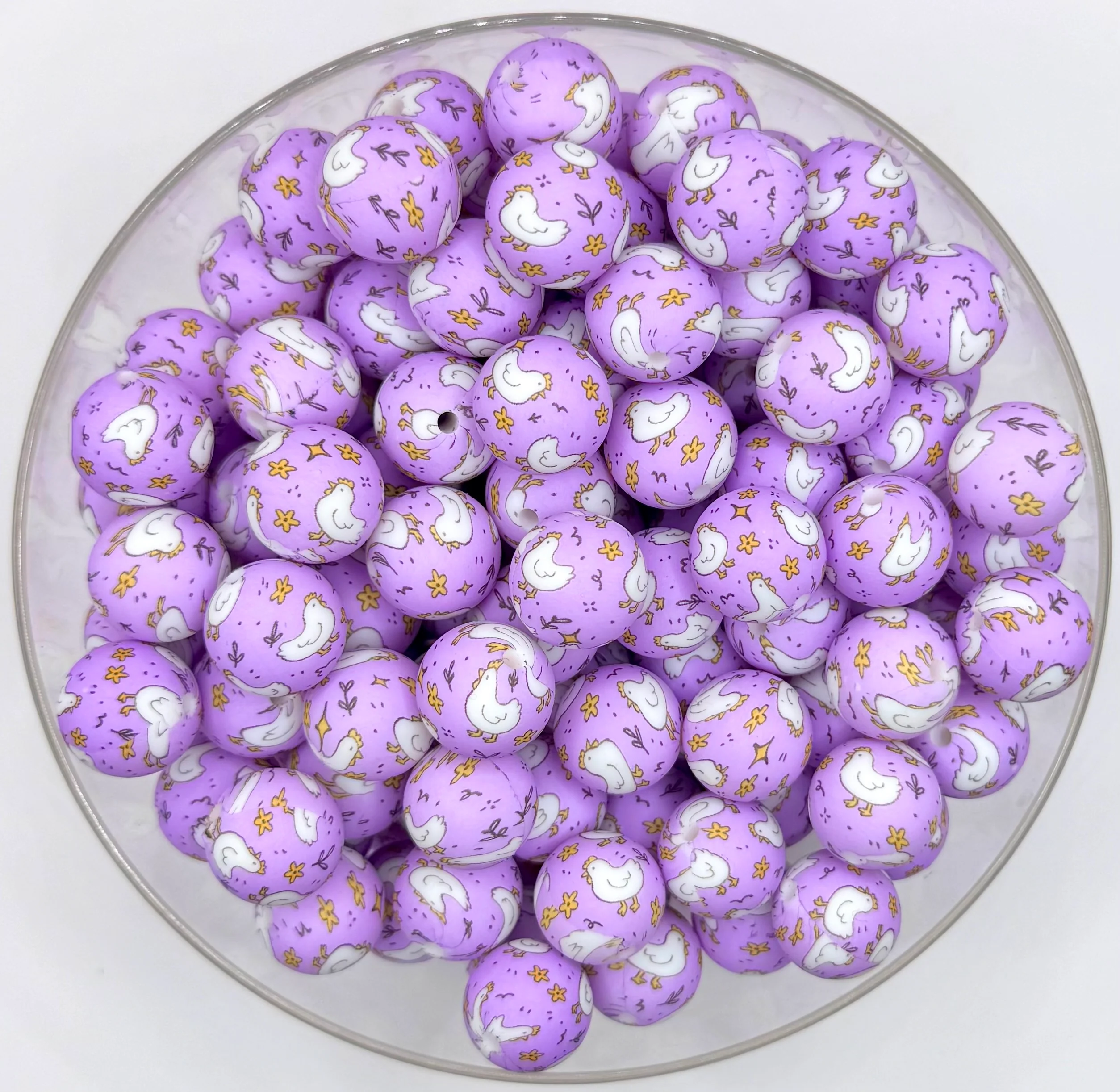 15mm lavender chick meadows (HBK exclusive) silicone round bead