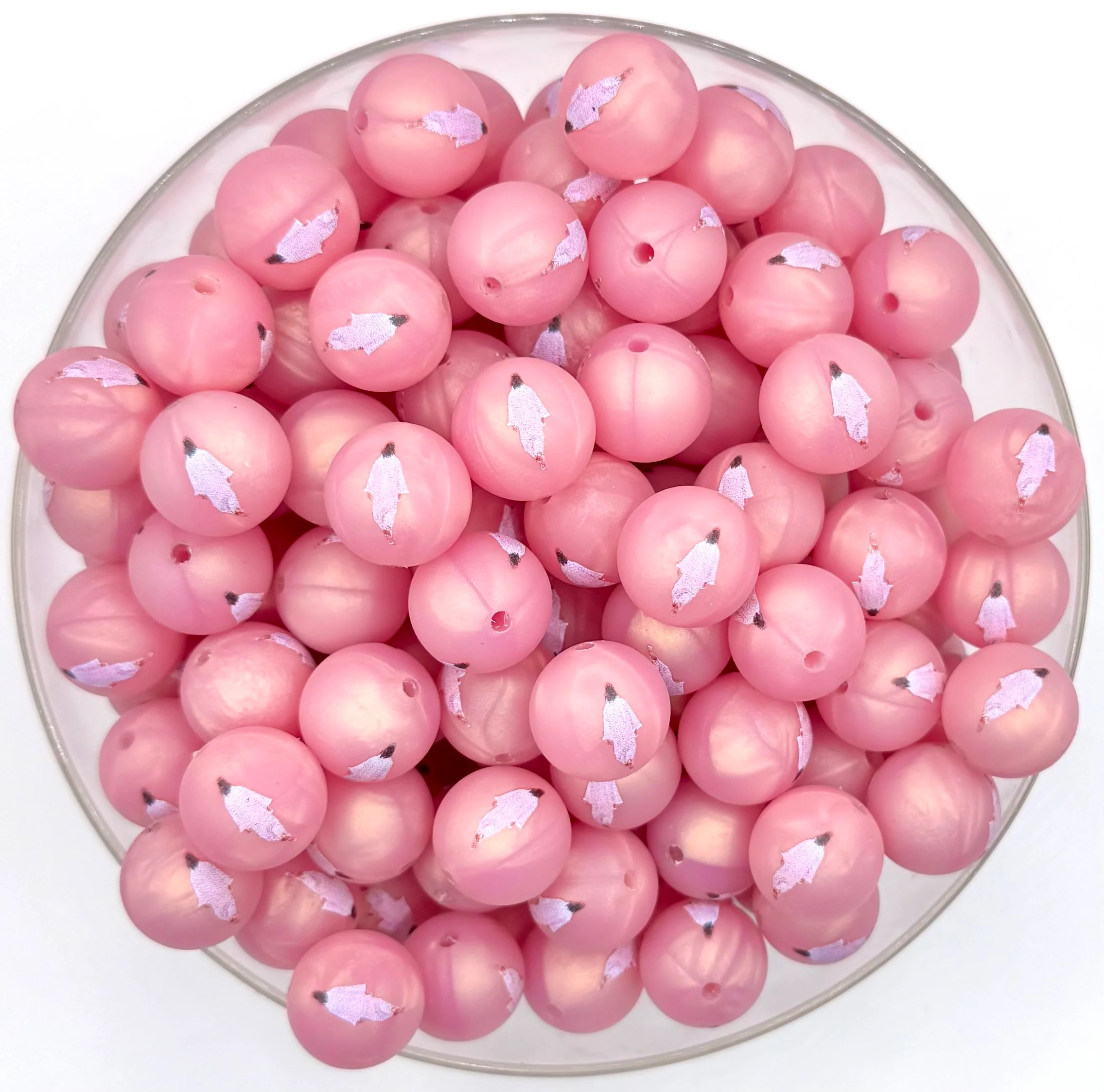 15mm pink marble Jesus walking on water (HBK exclusive) silicone bead