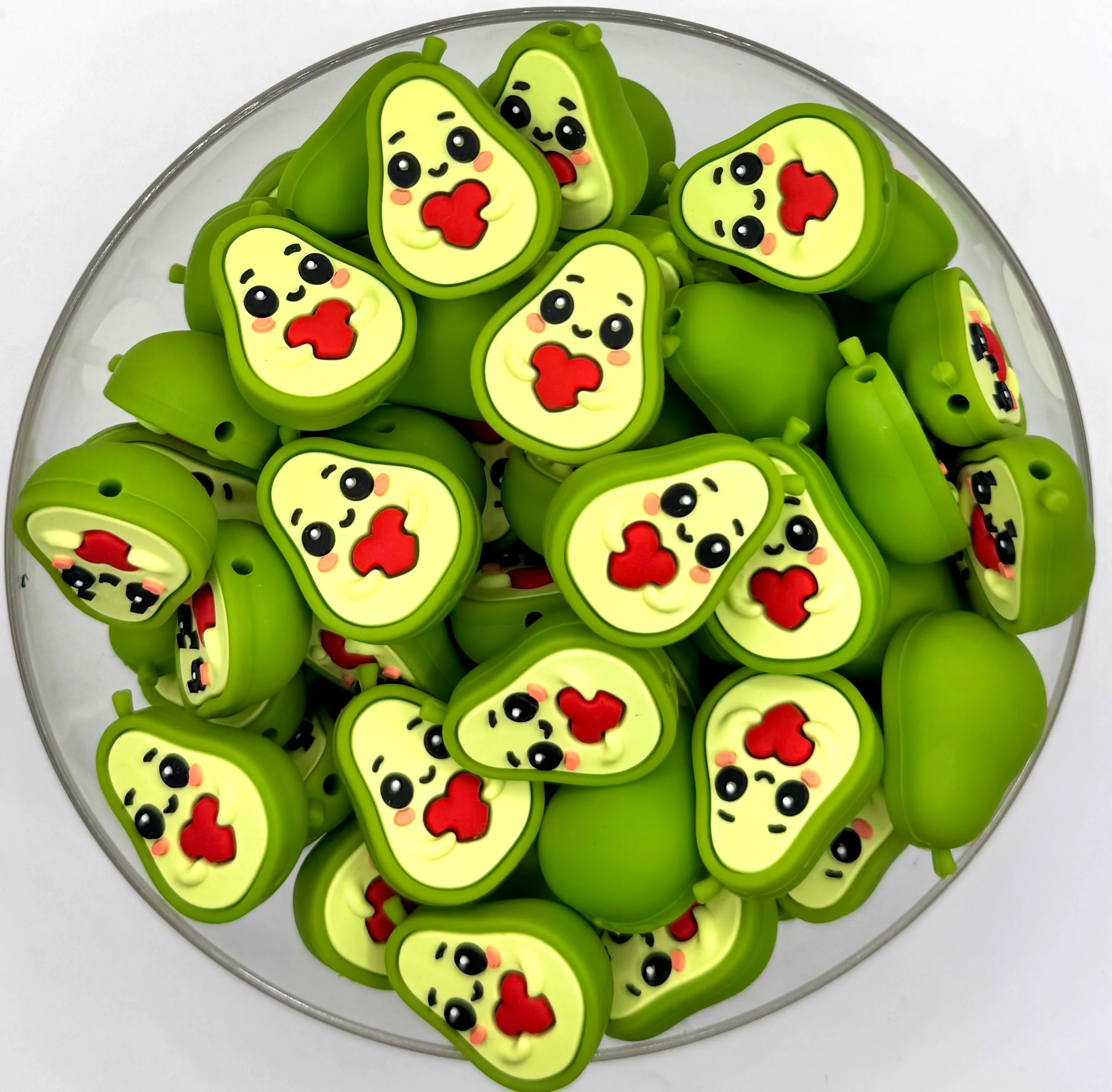 3D avocado silicone focal bead￼