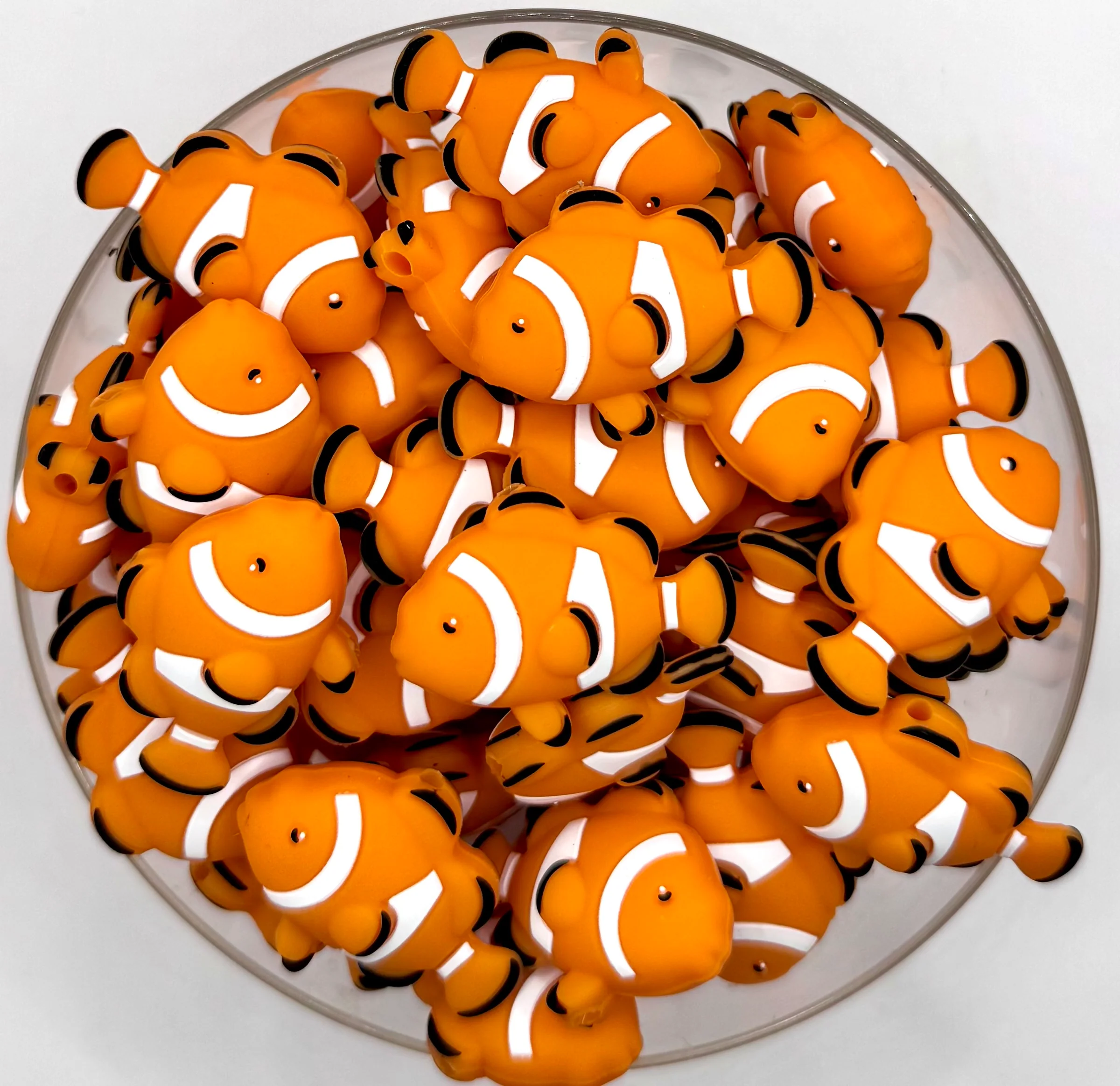 3D clown fish silicone focal bead