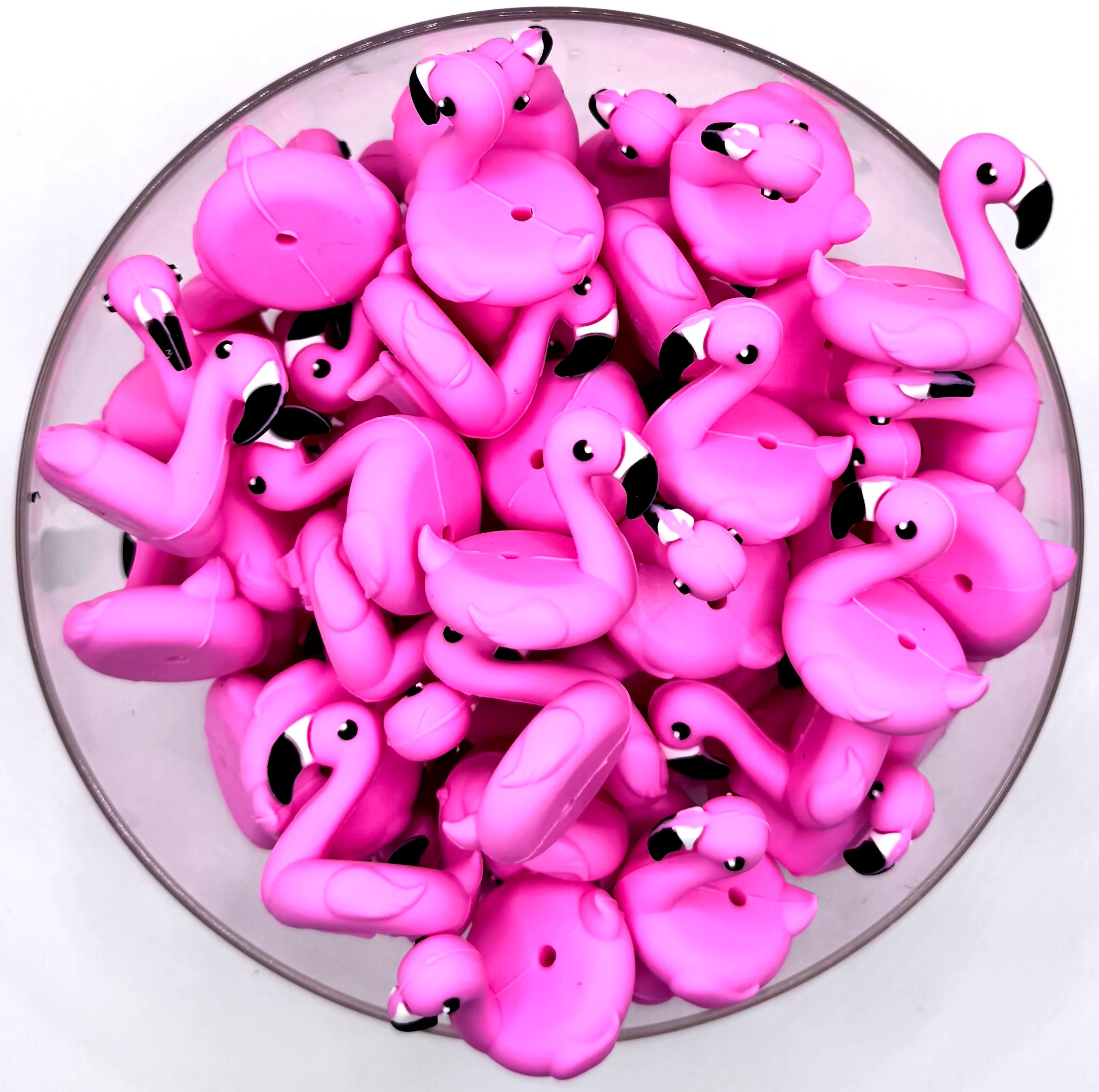 3D flamingo base/seat silicone focal bead