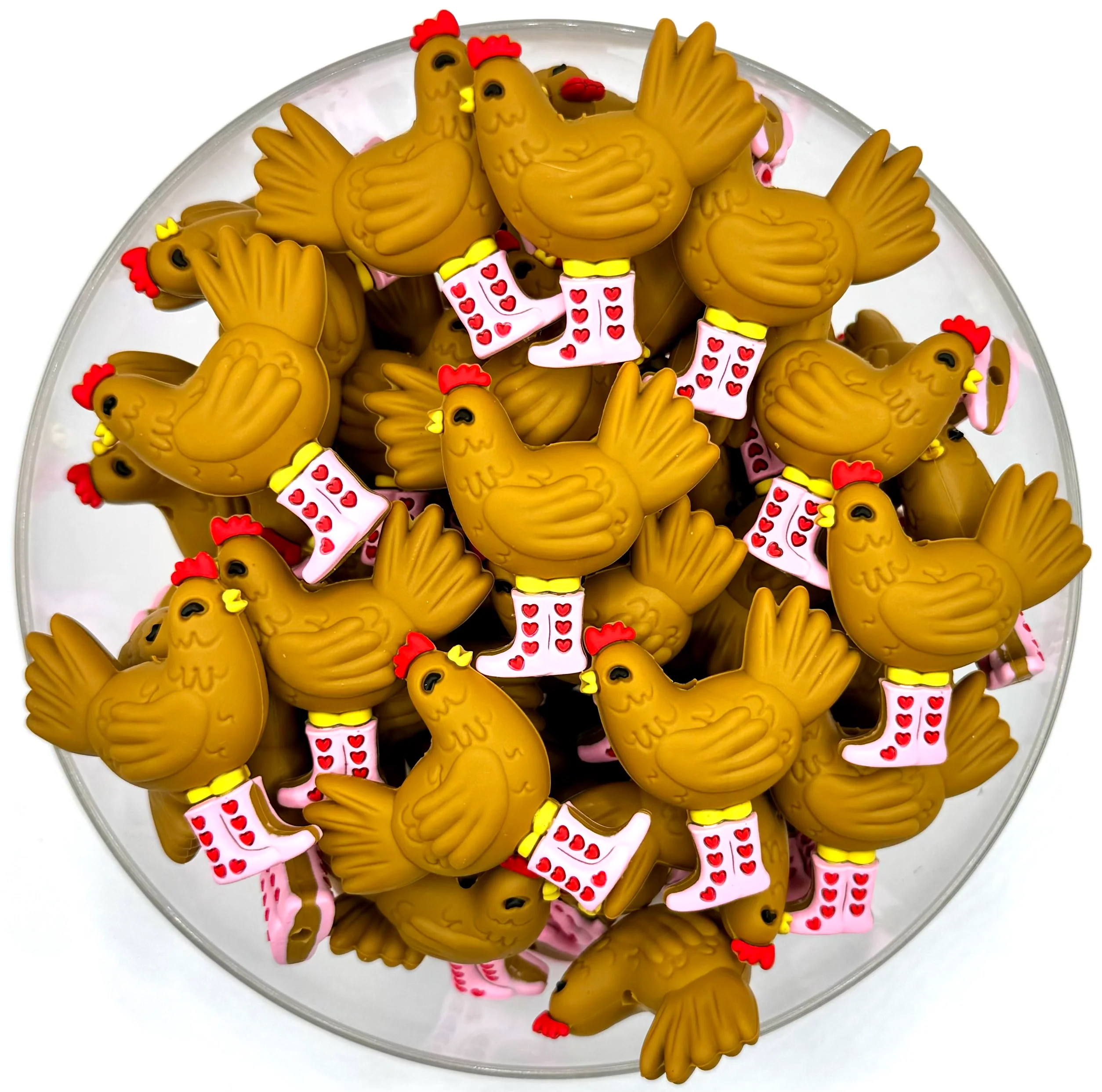 3D Ginger the chicken/hen (HBK exclusive and collab) silicone focal bead