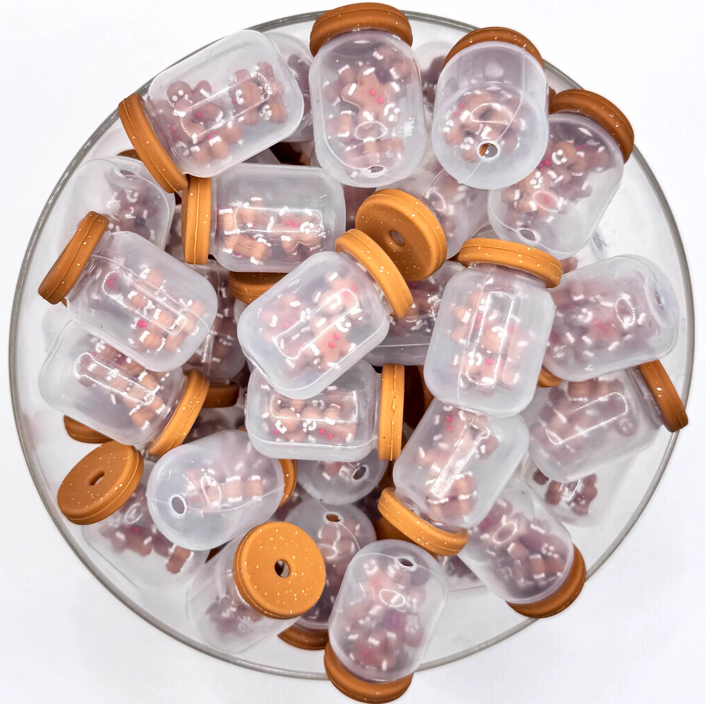 3D gingerbread man jar silicone focal bead