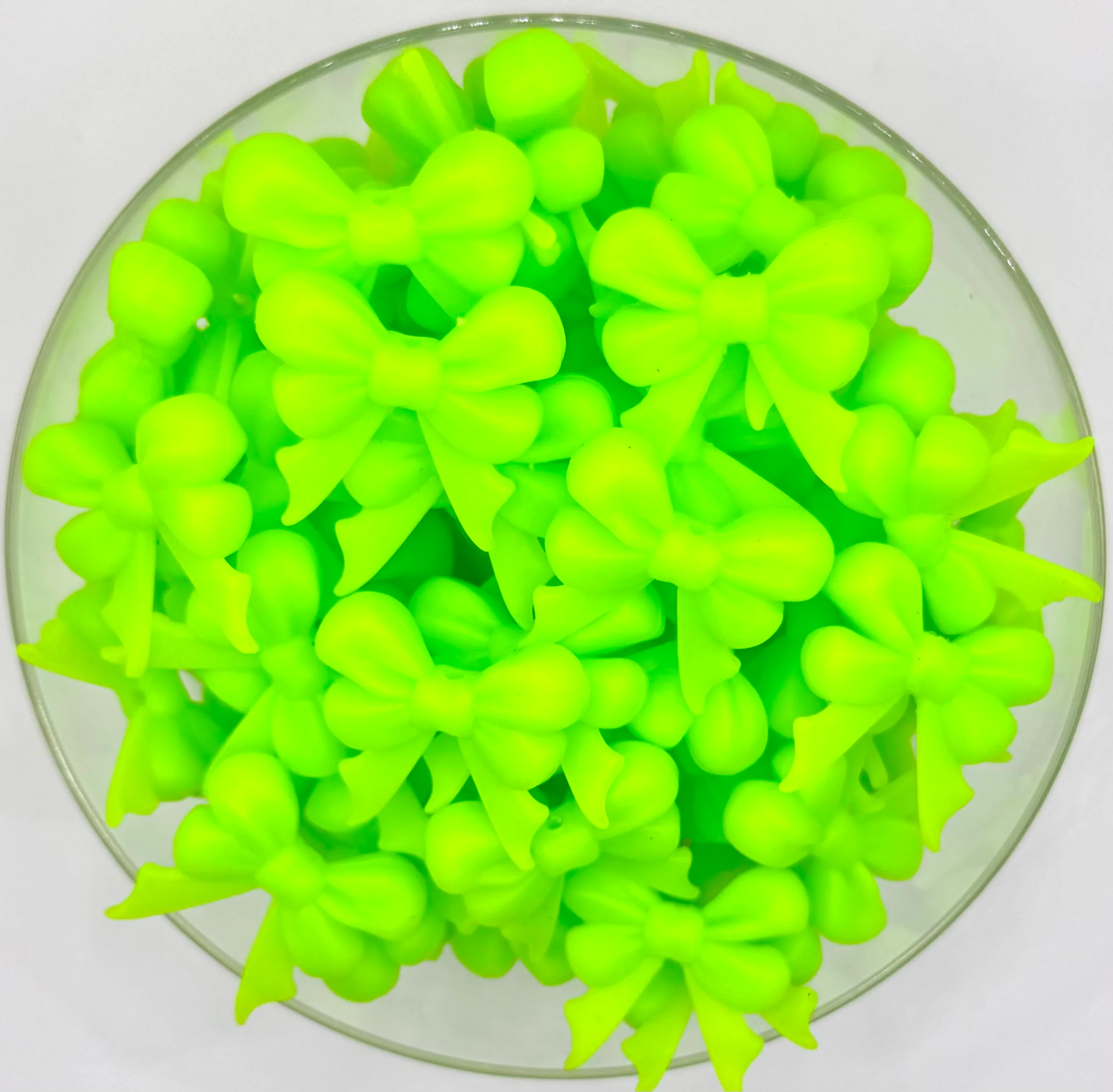 3D green ribbon long tail bow (HBK exclusive & collab) silicone focal bead