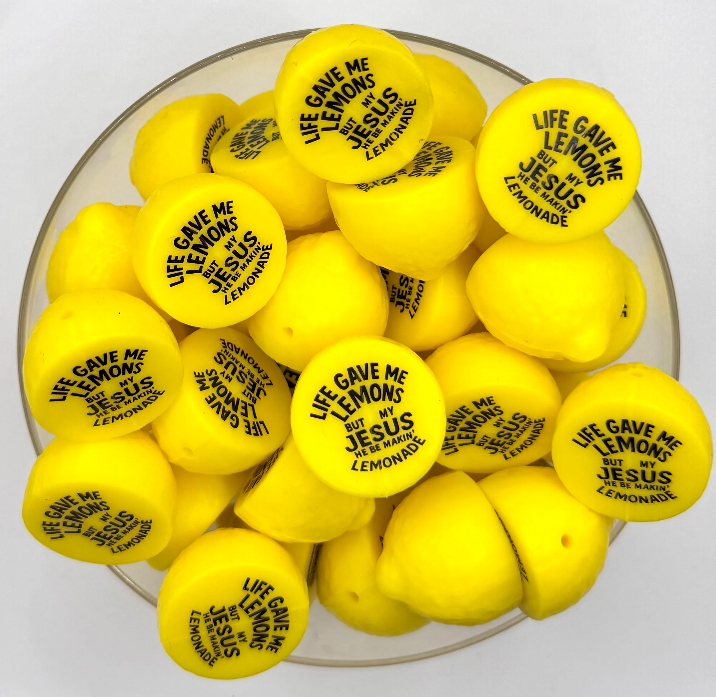 3D lemon “life gave me lemons but my Jesus he be makin lemonade” (HBK exclusive) silicone focal bead