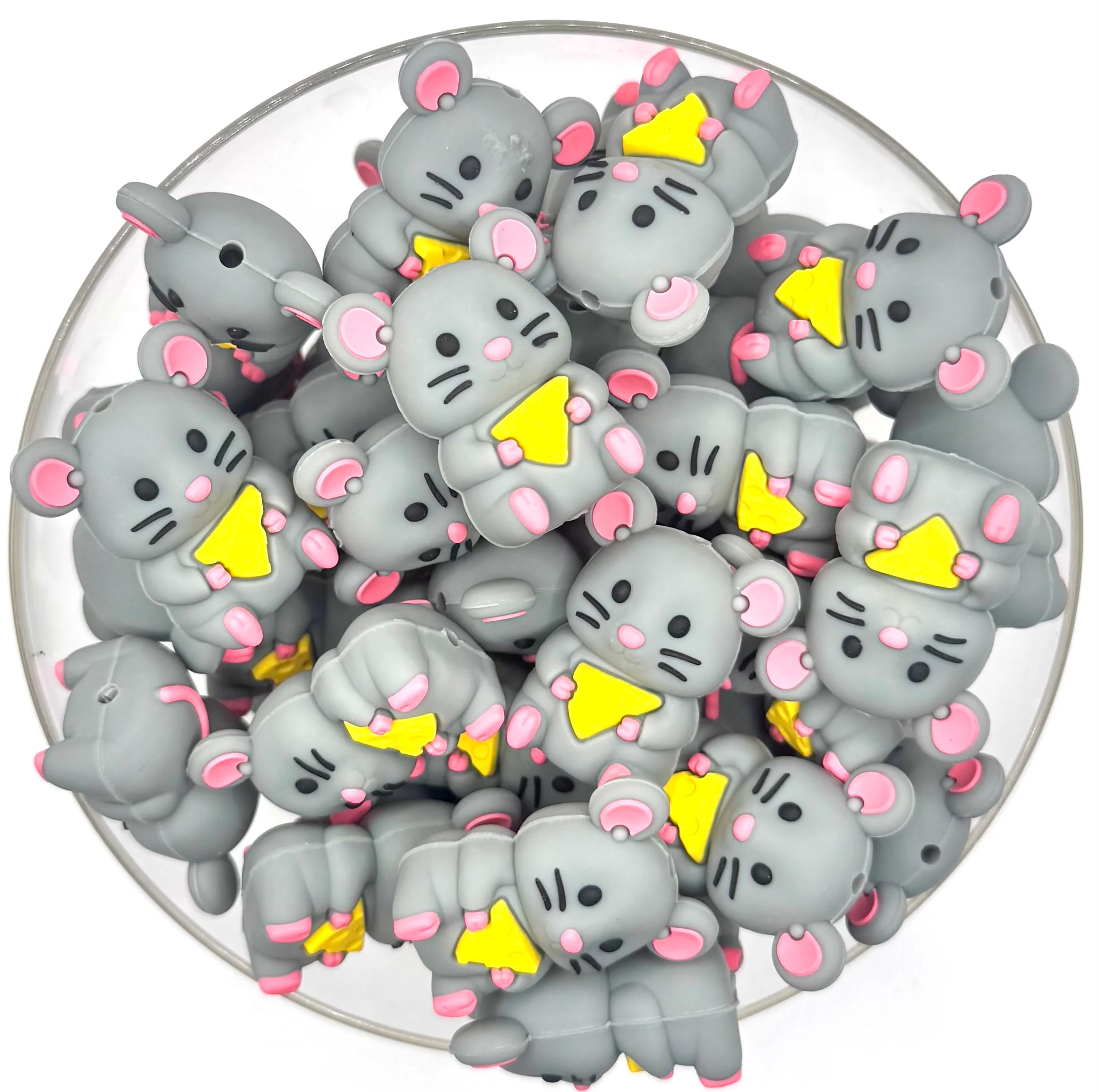 3D mouse & cheese silicone focal bead