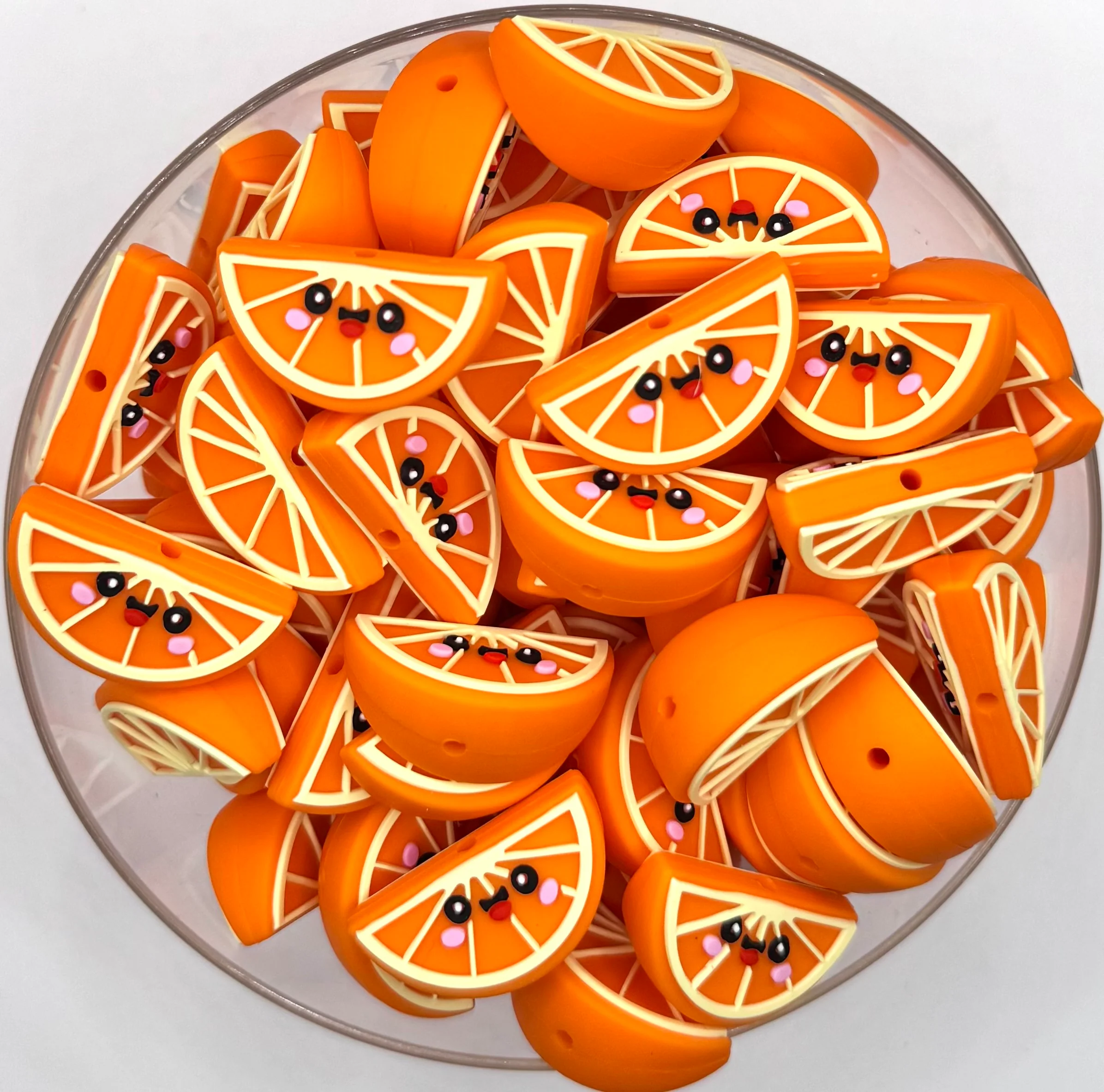 3D orange slice silicone focal bead
