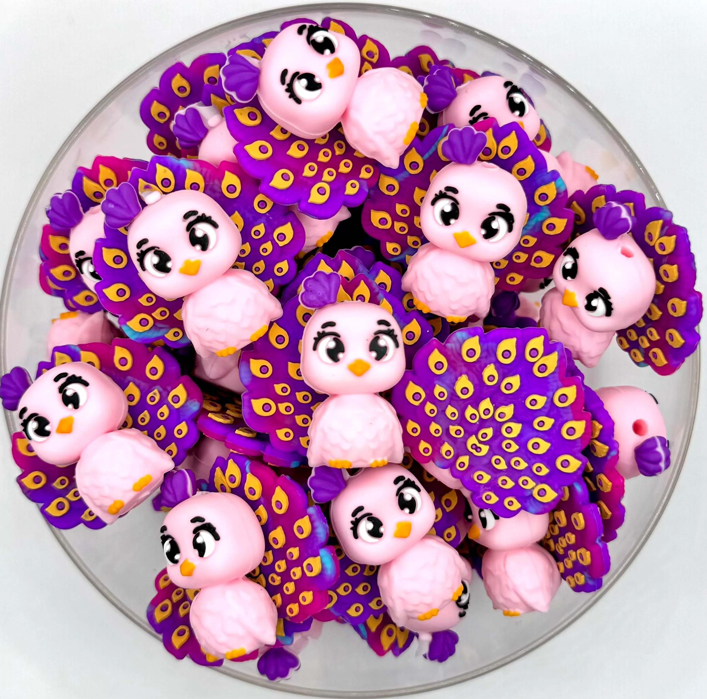 3D Piper the peacock (HBK exclusive) silicone focal bead