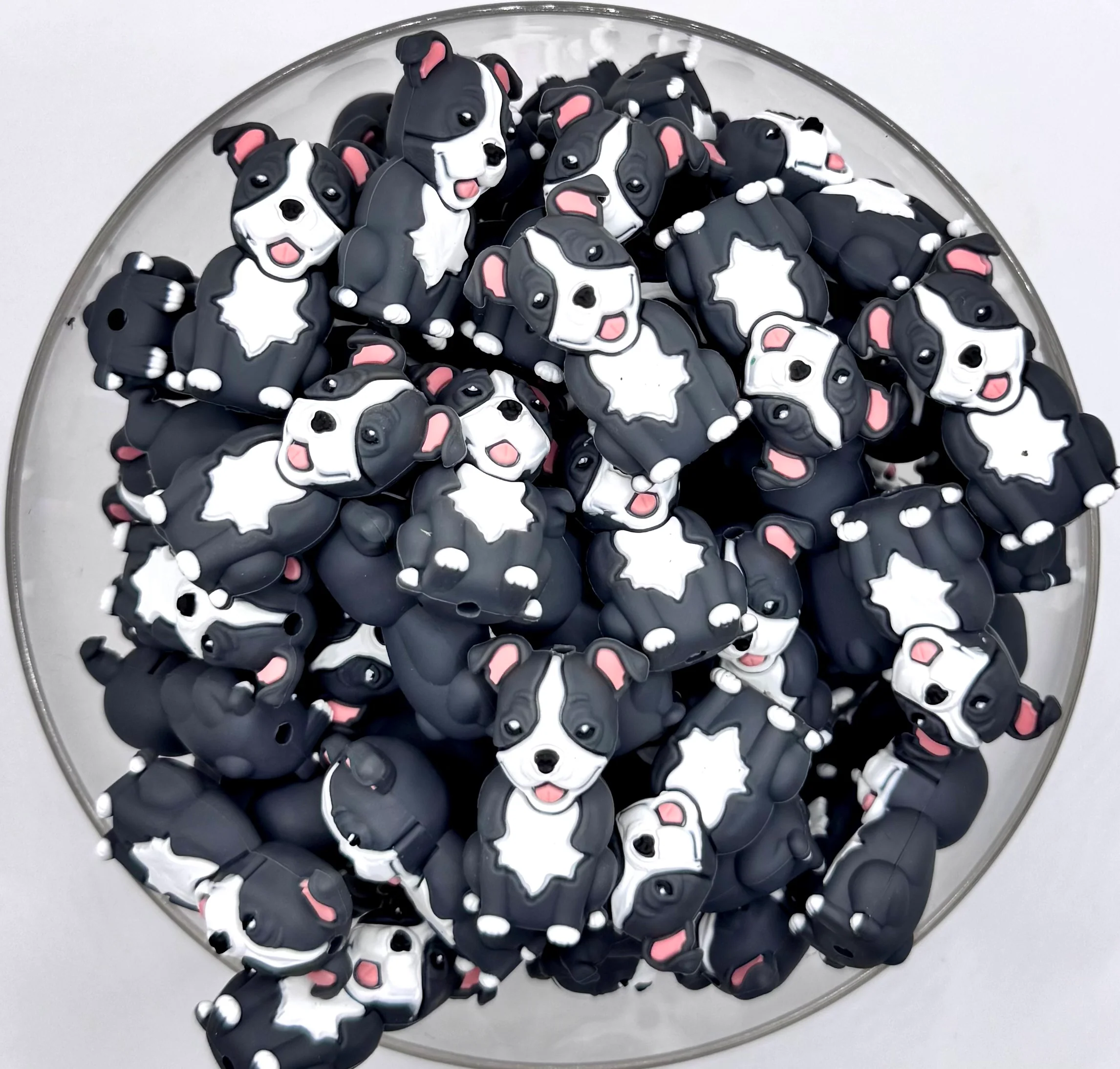 3D pit bull dog silicone focal bead
