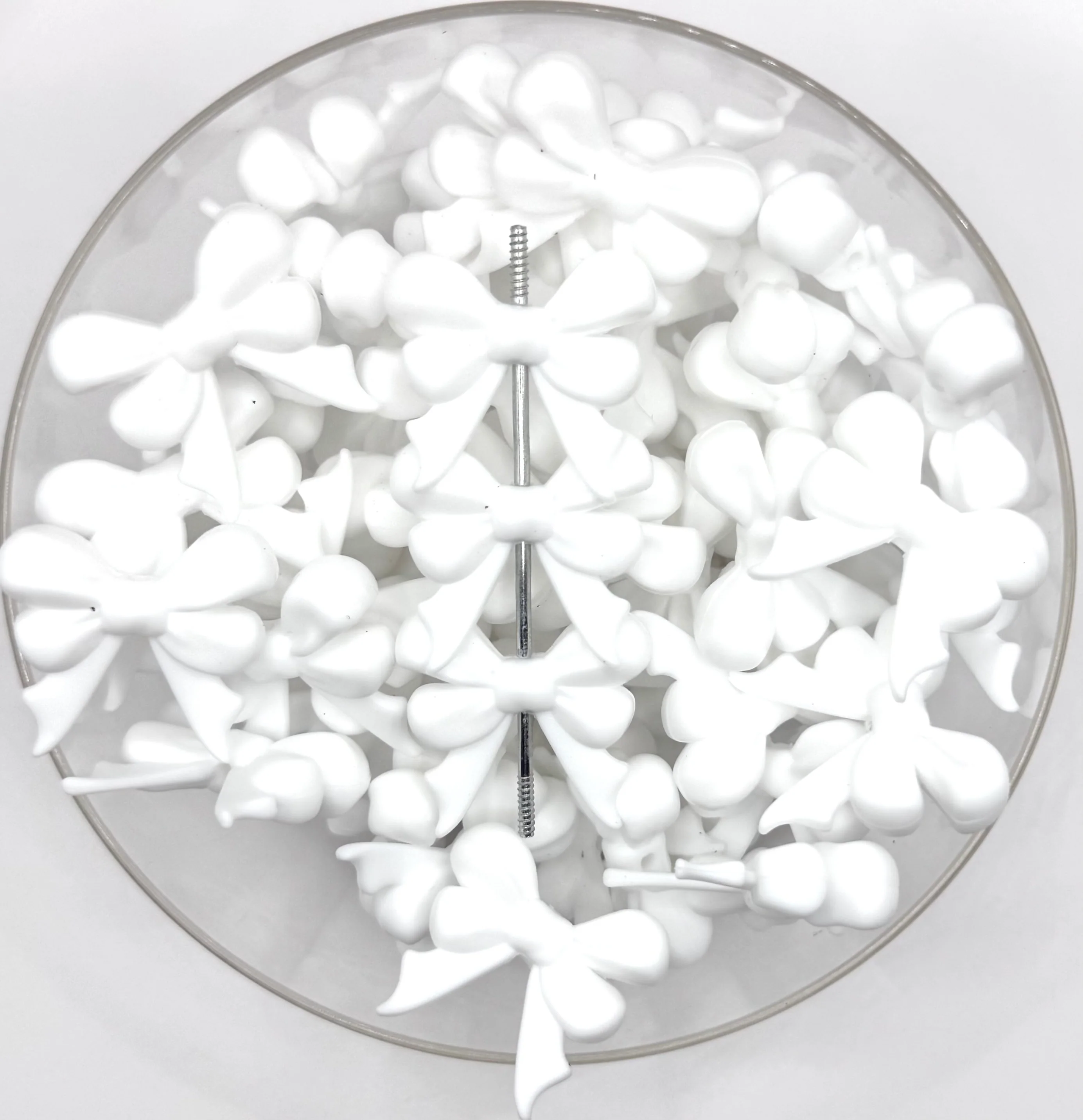 3D white ribbon bow long tail (HBK exclusive & collab) silicone focal bead