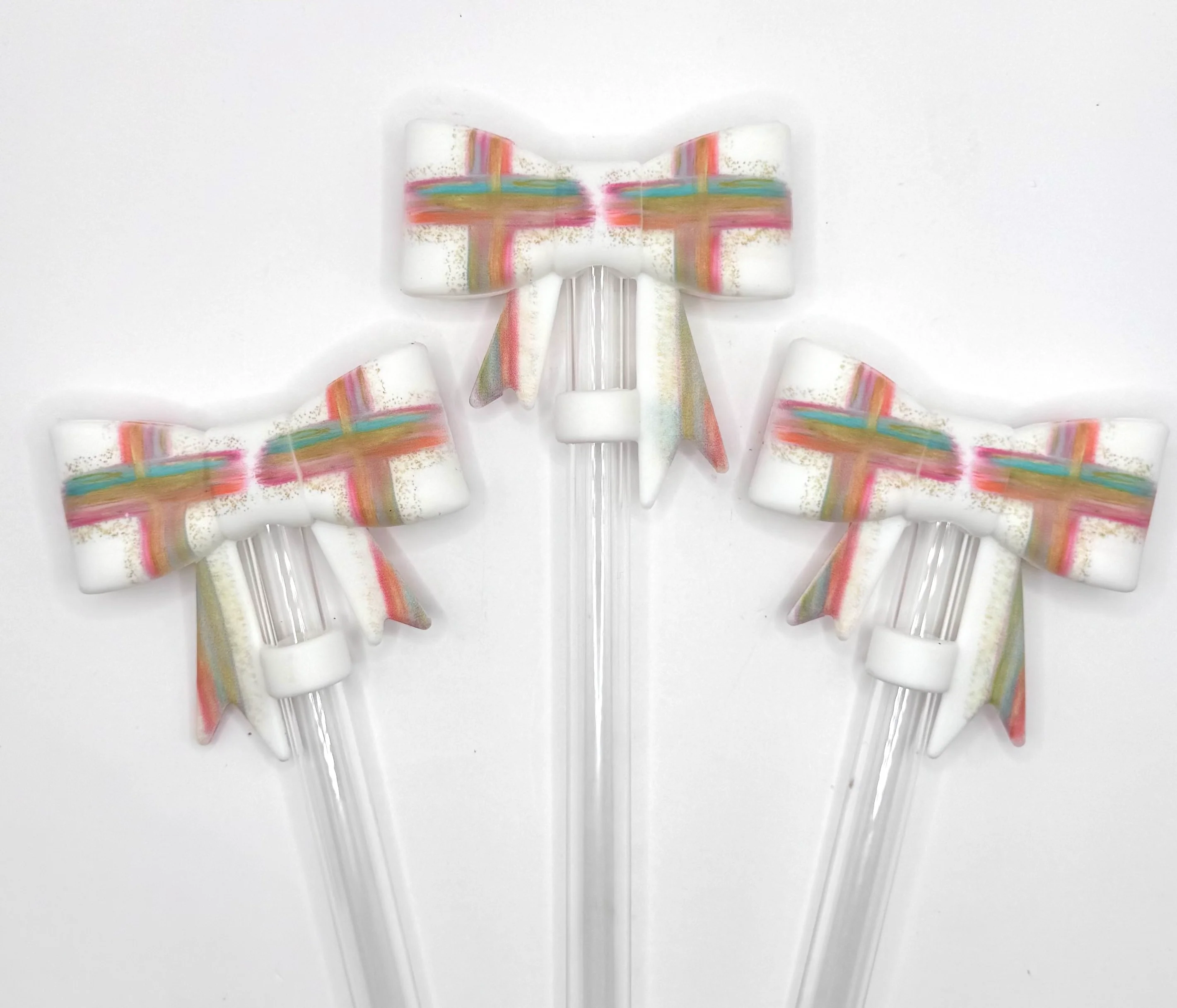 Brushstroke cross (exclusive) silicone straw topper