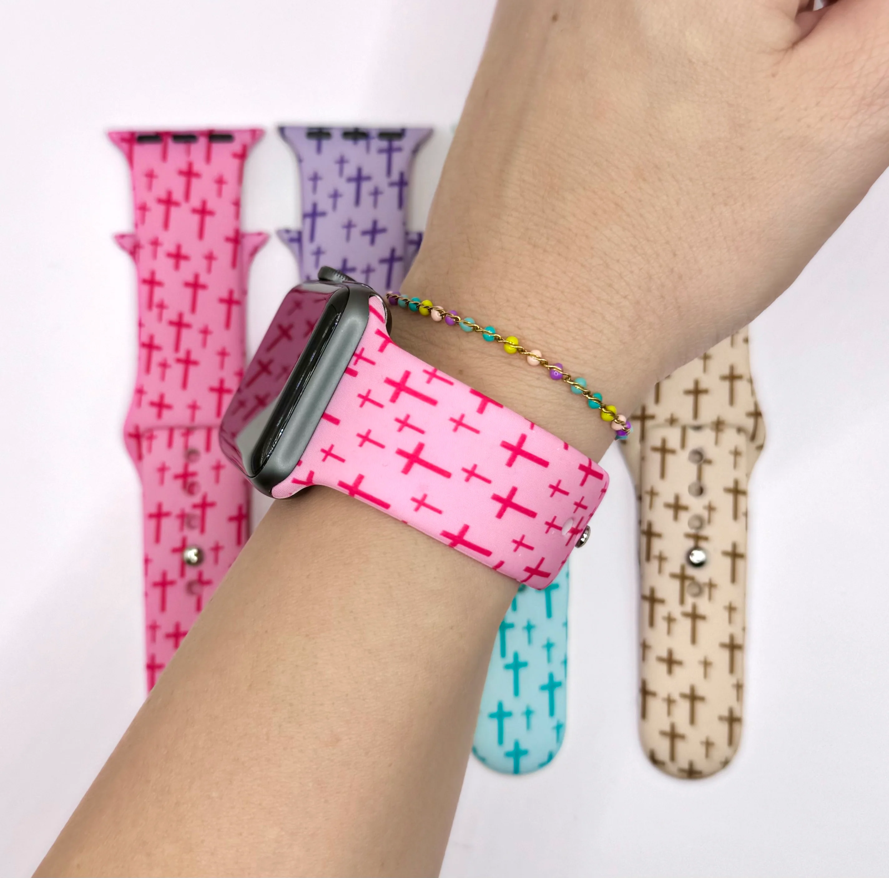 Cross print Apple Silicone Watch band - Image 2