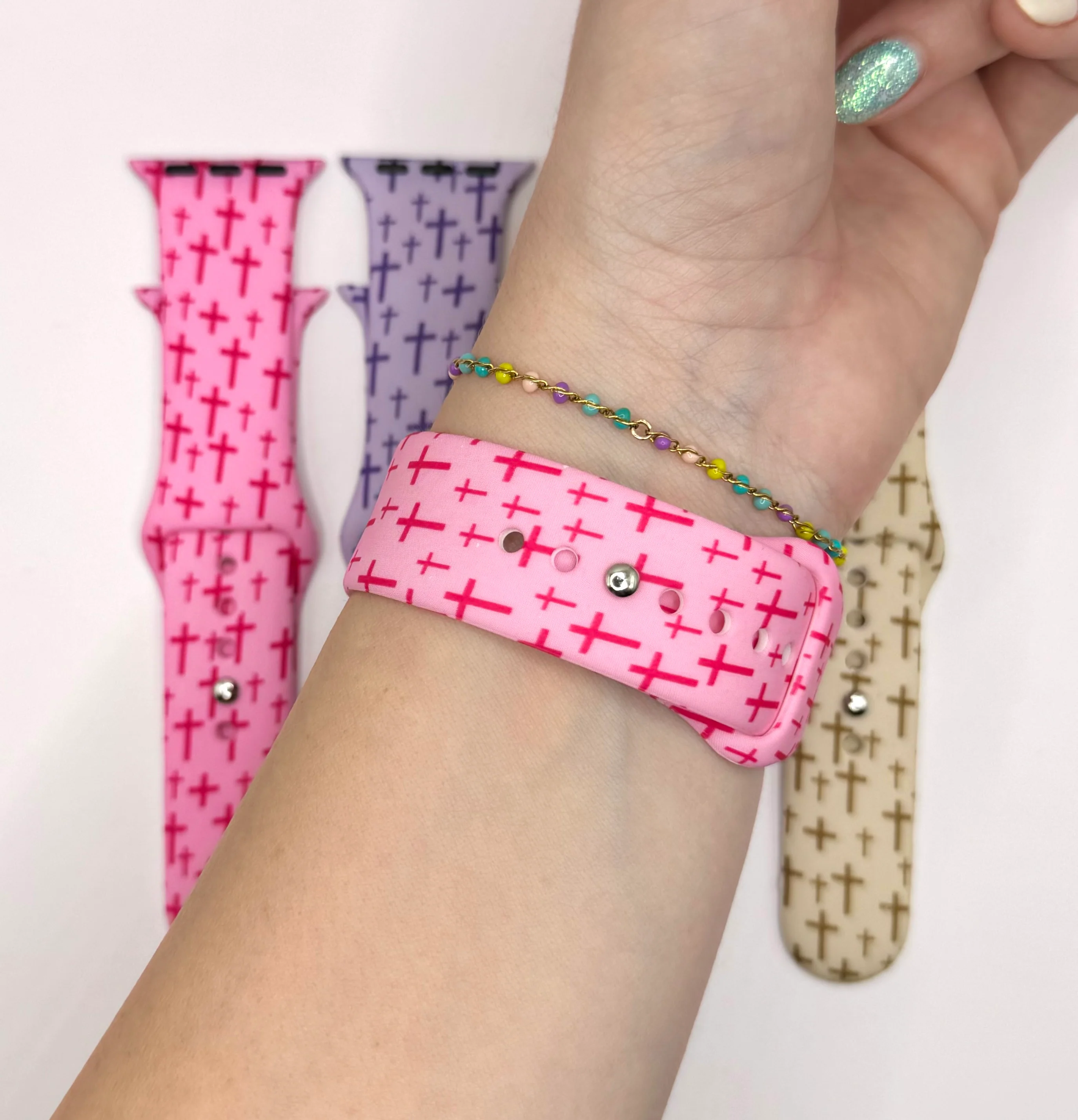 Cross print Apple Silicone Watch band - Image 4