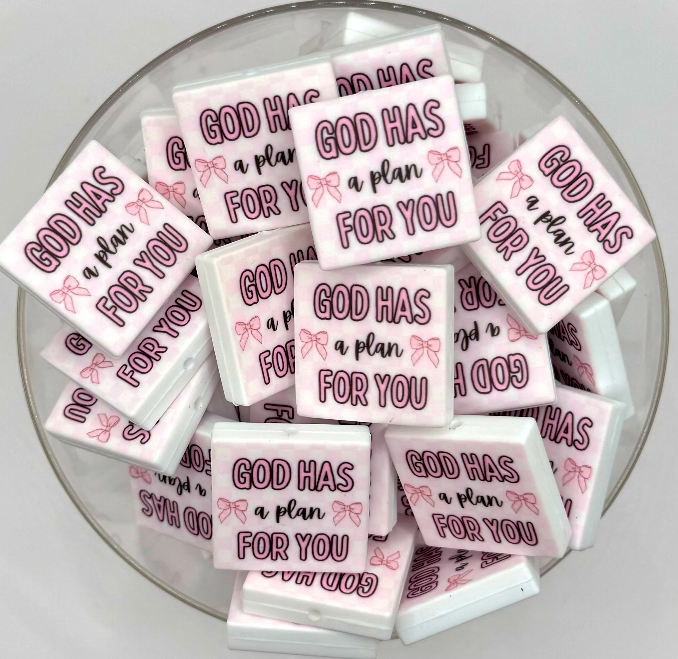 God has a plan for you (HBK exclusive) silicone printed focal bead