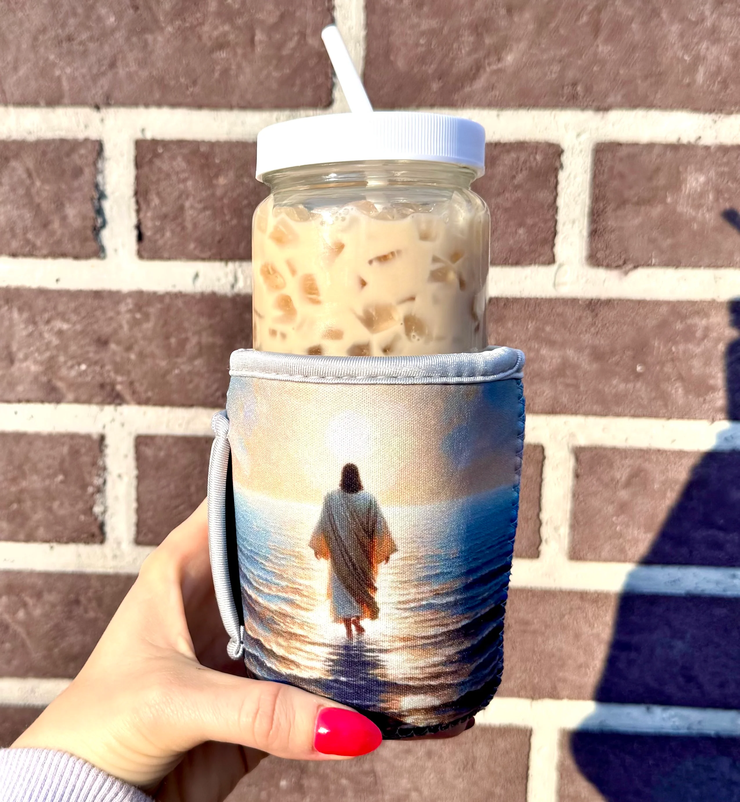 Jesus walking on water 16oz-18oz koozie (HBK exclusive) - Image 2