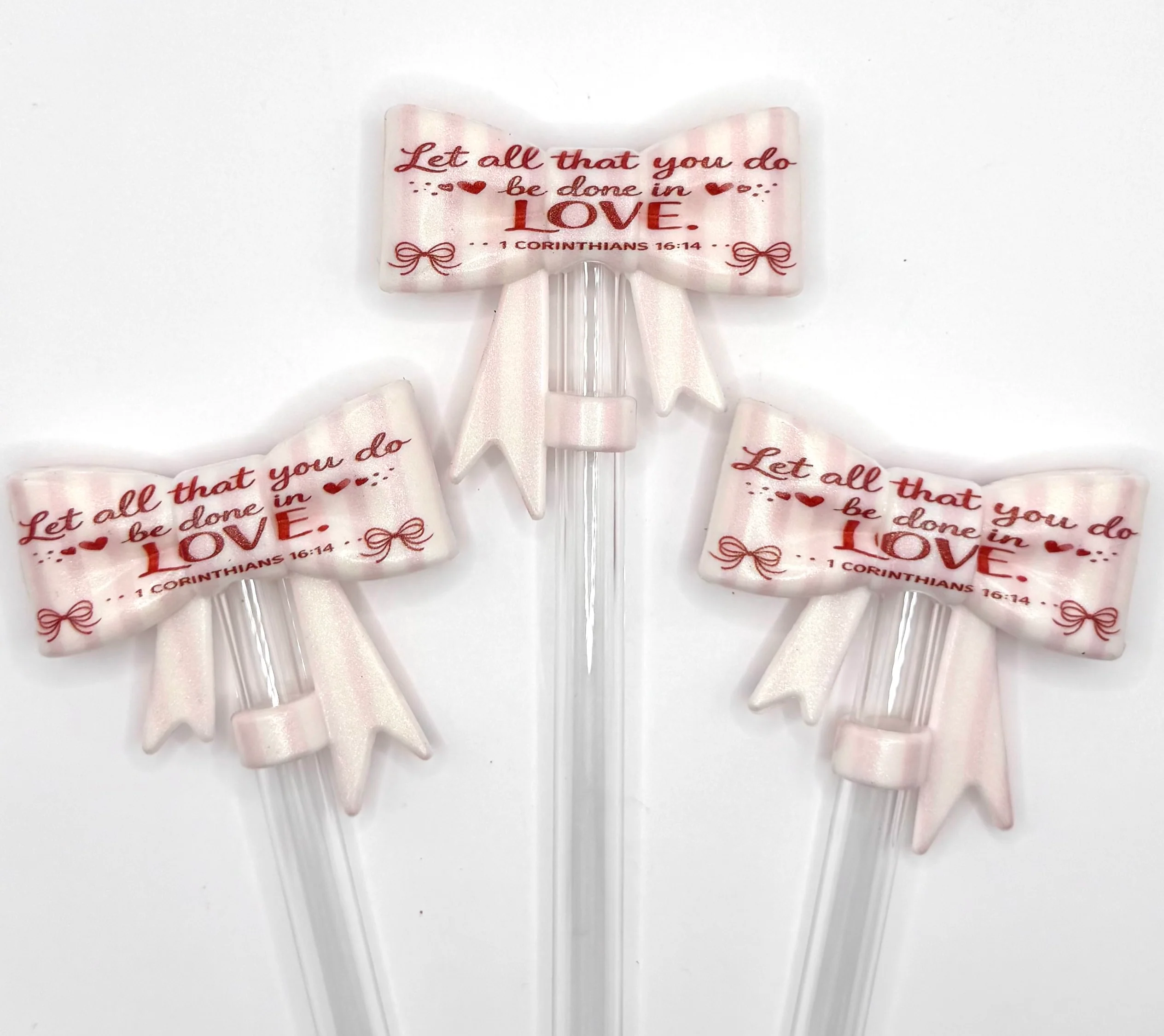 Let all you do be done in love (HBK exclusive) bow silicone straw topper
