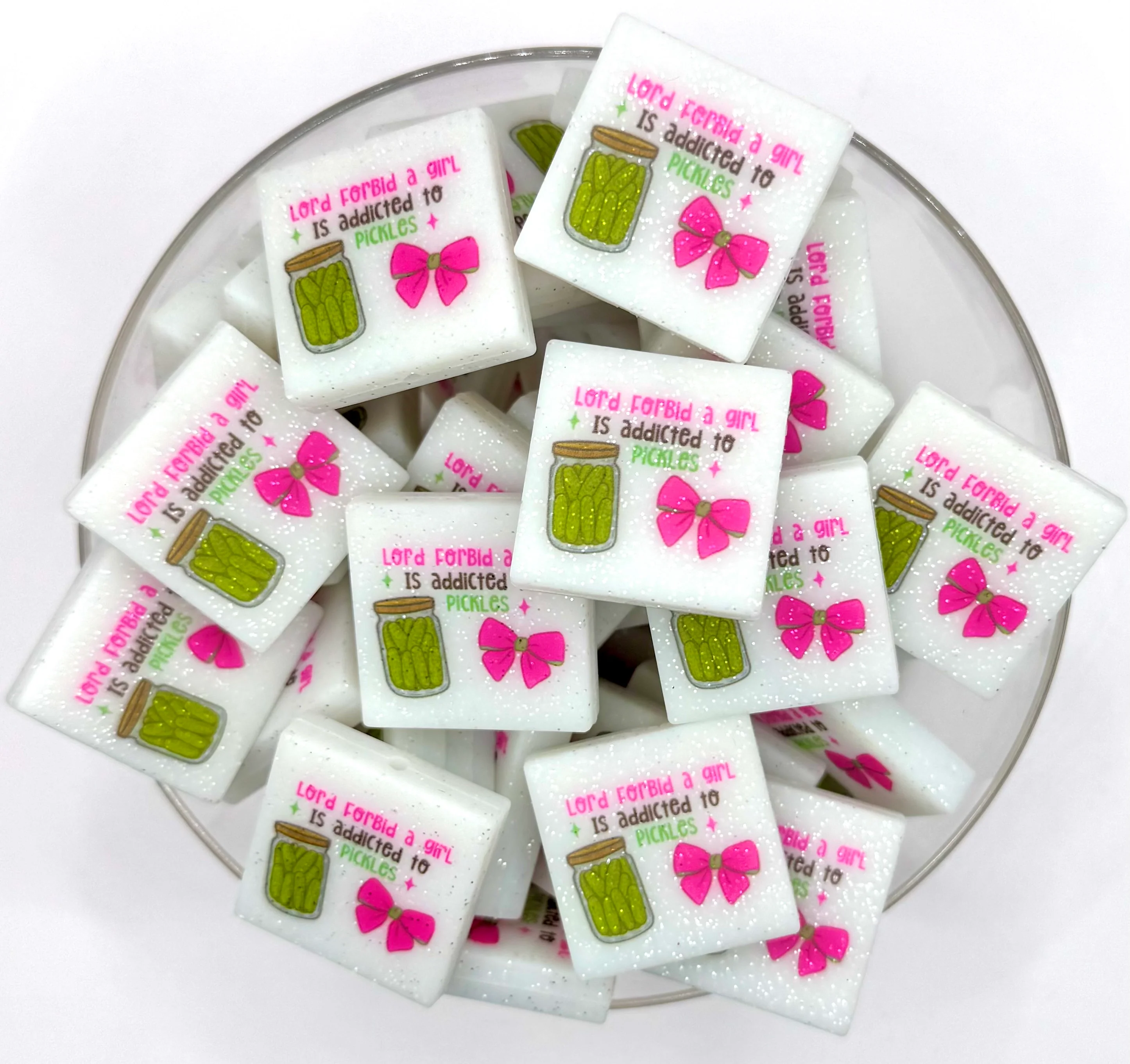 Lord forbid a girl is addicted to pickles (HBK exclusive & collab) silicone focal bead GLOWS IN DARK