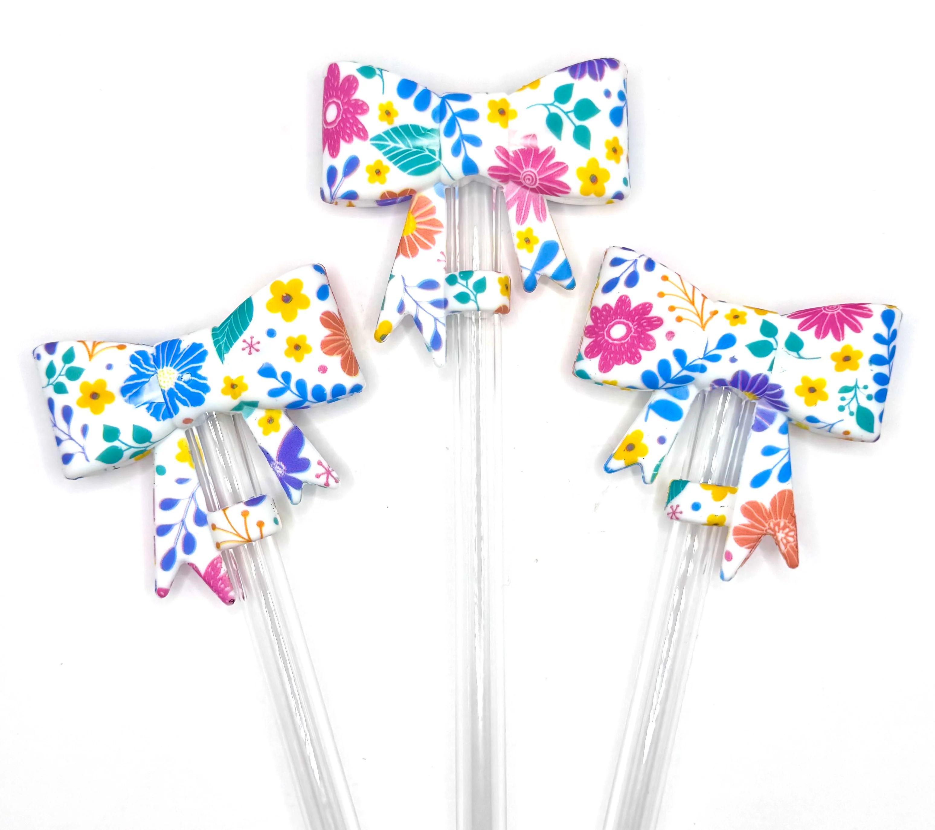 Pastel daisy silicone bow straw topper (HBK exclusive & collab)