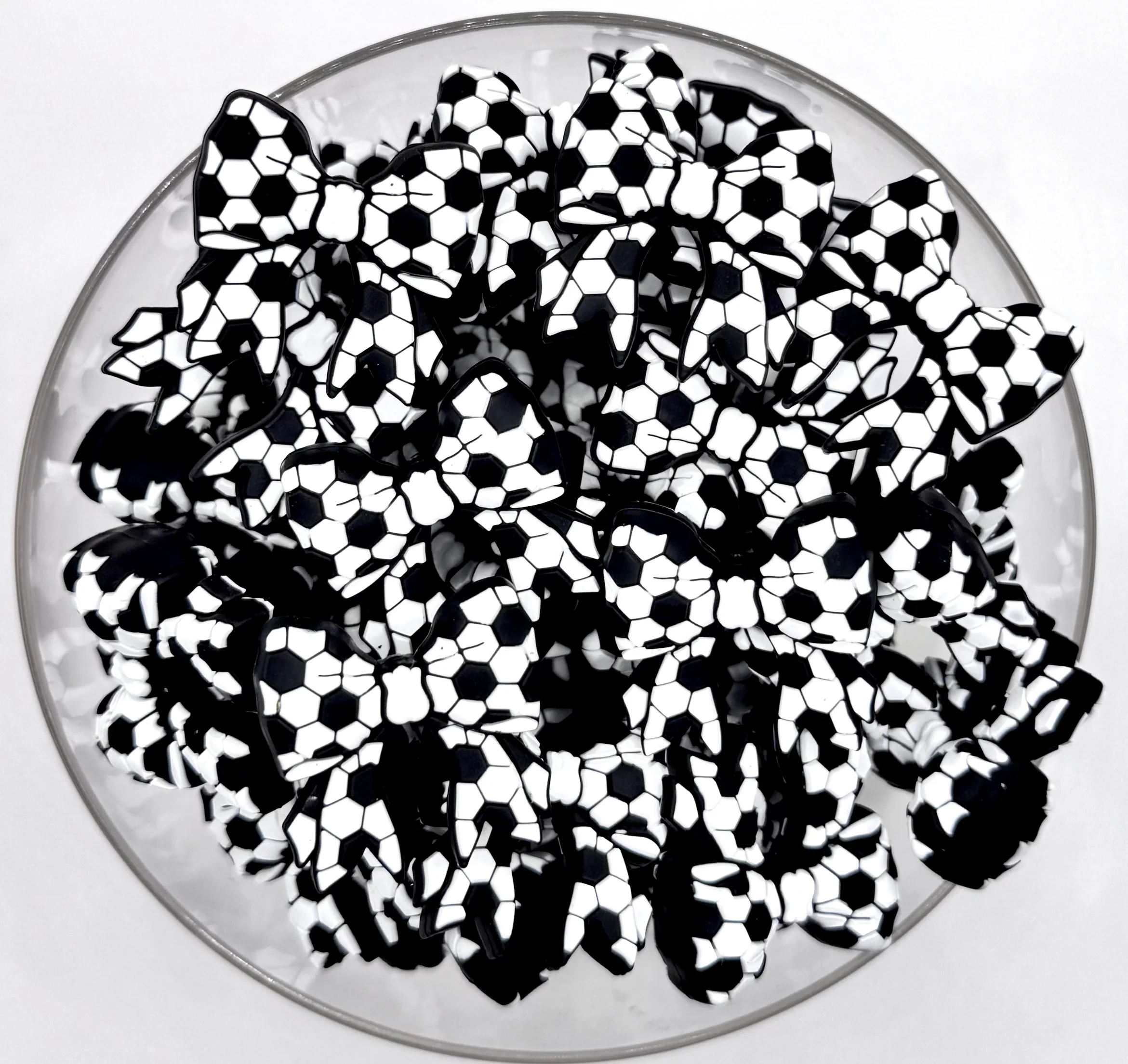 Soccer bow silicone focal bead