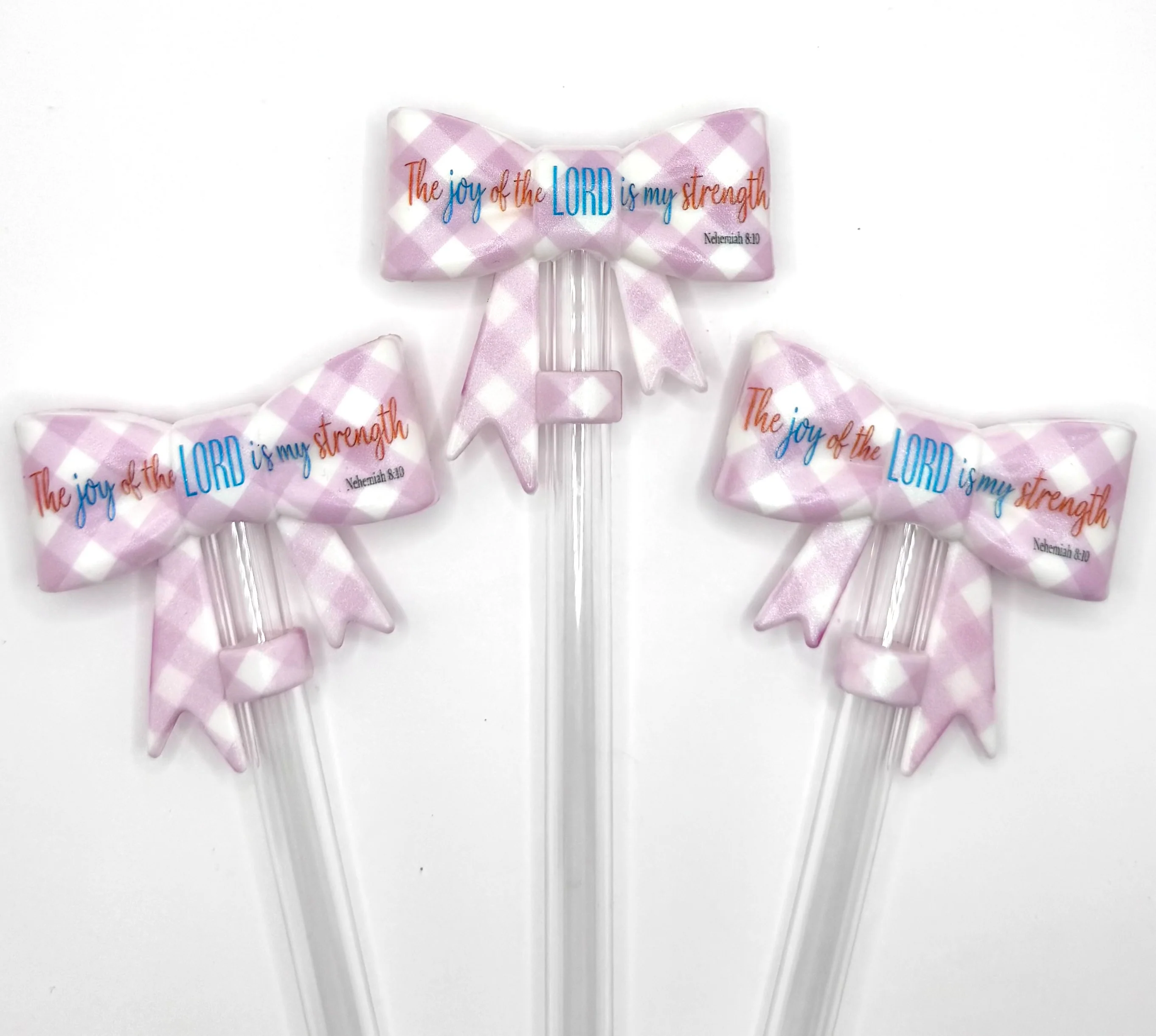 The joy of the Lord is my strength (HBK exclusive) bow silicone straw topper