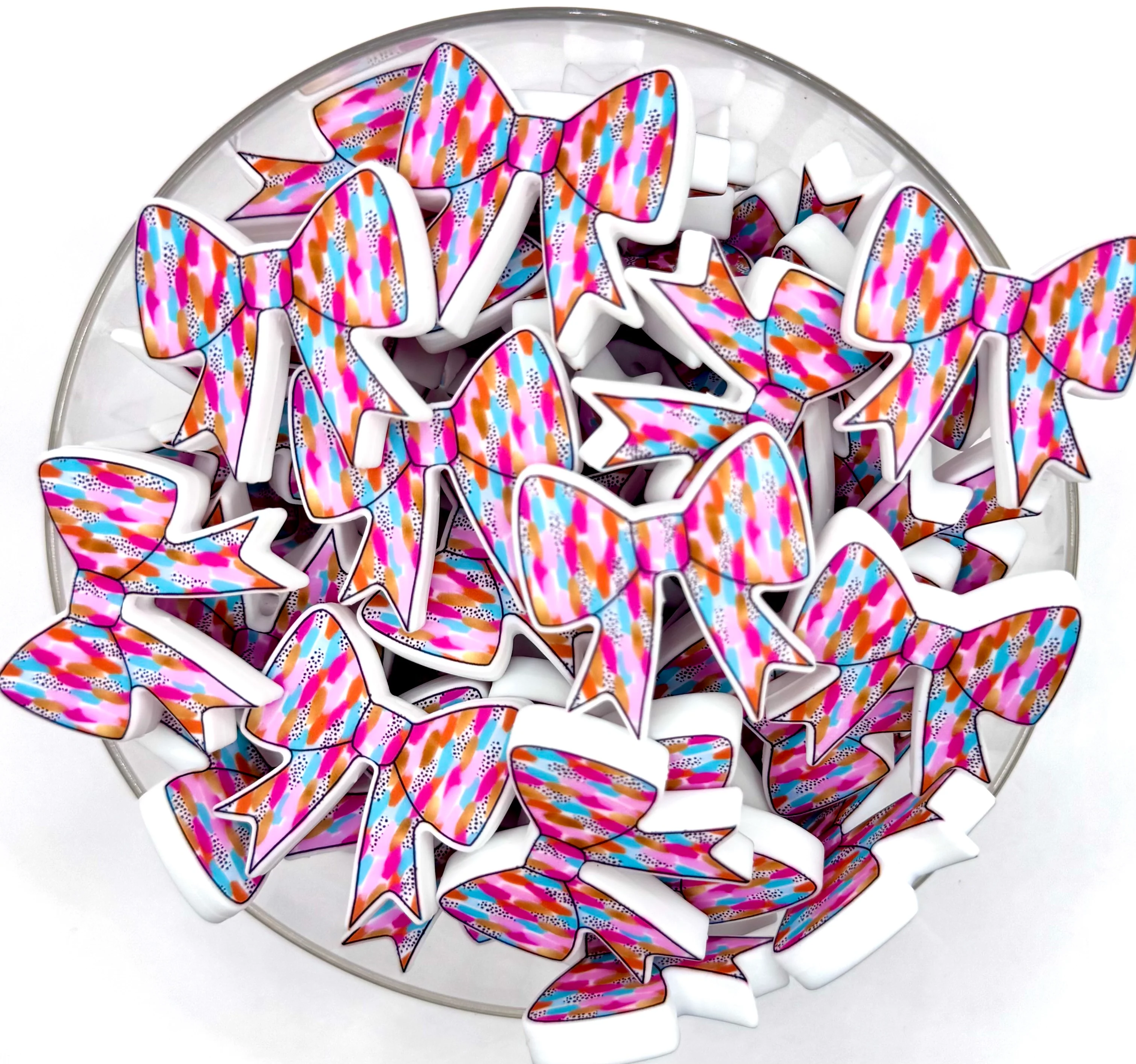Waterbrush blish (HBK exclusive & collab) printed bow silicone focal bead