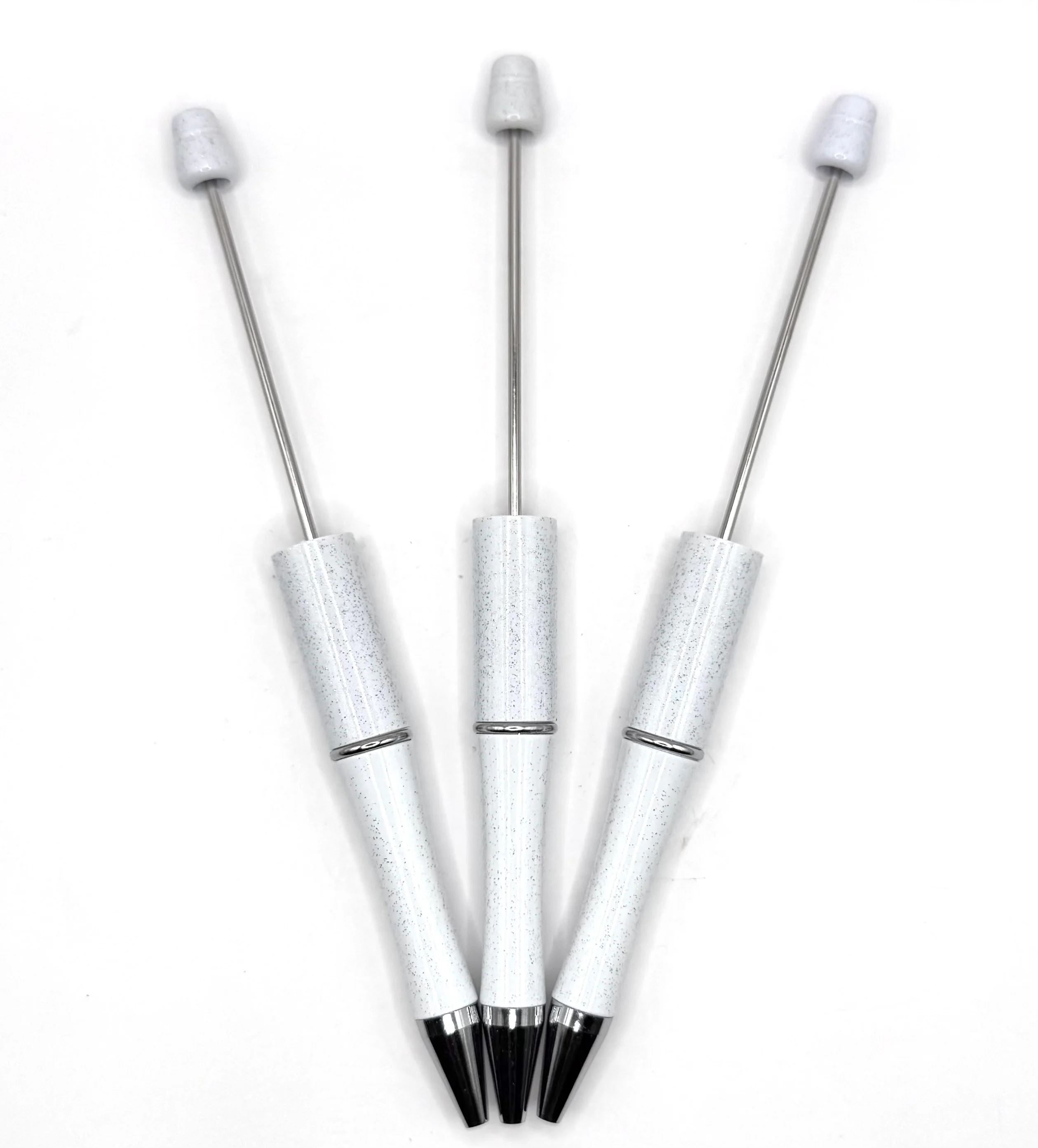 White glitter beadable pen